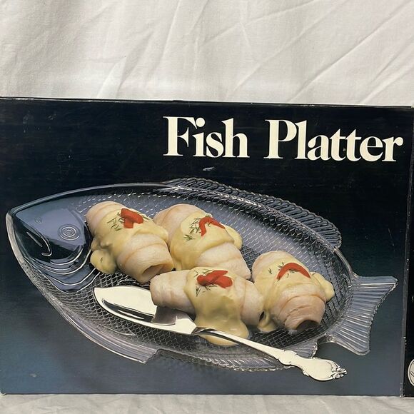 Leonard silver Crystal Fish Patter with silver plated server - Picture 1 of 5